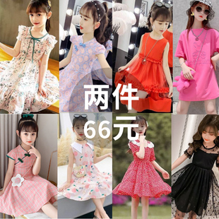 女童连衣裙夏装2024韩版洋气，儿童夏季裙子女孩中大童公主纱裙