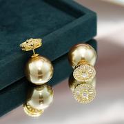 前后戴镶锆石珍珠耳环，轻奢高级感个性耳饰，法式复古百搭耳环女