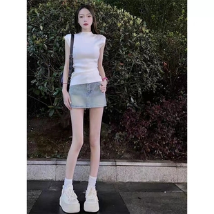 大码胖mm美式复古牛仔半身裙女夏季新款高腰显瘦a字短裙包臀裙裤