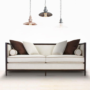 新中式沙发实木休闲三人双人单人布艺现代客厅样板房售楼处家具