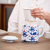 青花办公茶杯茶水分离过滤喝茶杯子陶瓷中式带盖家用泡茶马克杯