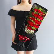 青岛鲜花速递同城99朵红玫瑰，礼盒生日花束，李沧市北市南黄岛送花店