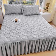 水洗棉夹棉床裙床罩防尘席梦思床套纯色，防滑单件1.5m1.8米三件套
