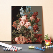 数字油画diy手工填充欧式复古花卉手绘涂色客厅，装饰丙烯油彩画画