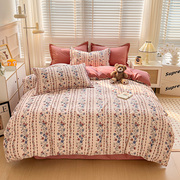 秋冬全棉磨毛加厚四件套件床单被套纯棉斜纹印花欧式简约床上用品