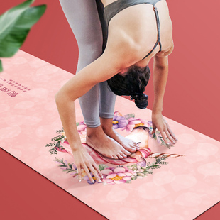 天然橡胶麂皮绒瑜伽垫铺巾吸汗防滑瑜伽，毯跳绳垫便携女超薄健身垫
