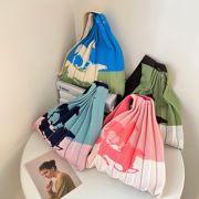 跨境欧美风针织褶皱包包女式单肩包大容量编织时尚购物袋女包