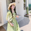 小清新法式浅绿色连衣裙，女夏季2024小众设计感森系温柔风裙子