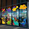 可爱卡通恐龙儿童专区，布置静电玻璃贴画，幼儿园uv双面彩色门贴