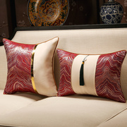 新中式抱枕红木沙发靠垫红色客厅床头靠枕软包喜庆腰枕含芯腰靠垫