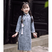 女童旗袍秋冬童装汉服唐装古筝演出日常可穿小女孩中式古风连衣裙