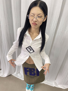 FOURFORTY FBI WORK SHIRT麻辣女警 惩凶除恶 cosplay 收腰衬衫