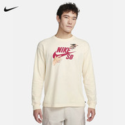 Nike SB 耐克长袖男子滑板T恤宽松圆领透气春纯棉上衣FQ7682-113