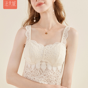 内衣女薄款白色防走光抹胸蕾丝吊带法式裹胸