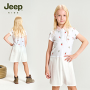 jeep吉普女童连衣裙2023夏季柔软透气polo衫裙公主，风休闲洋气裙子