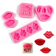 情人节红唇嘴唇翻糖硅胶模具 DIY巧克力创意网格蛋糕装饰工具磨
