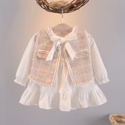 婴儿秋装套装1-3岁2韩版女宝宝纯棉，春秋洋气女童二件套连衣裙