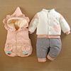 0一1岁女宝宝秋冬装分体款婴儿服袄外出外套童加厚棉衣三件套装季