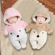 初生婴儿衣服0到3个月冬新生婴儿秋加厚宝宝连体衣可爱棉衣连脚