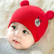 宝宝帽子冬天毛线帽秋冬季新生婴幼儿男童潮女童韩版0-6个月3儿童