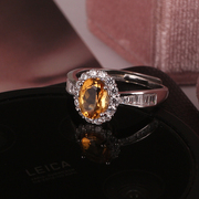 天然彩宝黄水晶戒指，女轻奢时尚小众，设计高级感s925纯银镶嵌宝石