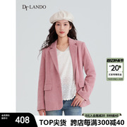 DTLANDO粉红色灯芯绒外套女24春季复古气质休闲时髦长袖西装