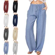 S-3XL ladies' cotton and linen casual pants大码女棉麻休闲裤