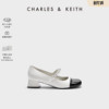 charles&keith23秋季ck1-60580265优雅拼色粗跟玛丽珍鞋女鞋