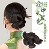 新中式丸子头假发女新娘花朵花苞，头古风盘发女童汉服造型假发发圈