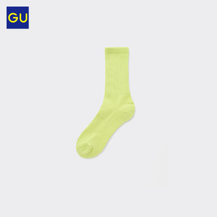 GU极优女装罗纹毛圈袜子吸汗透气运动白色黑色B345322