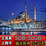 土耳其电话卡4g手机上网伊斯坦布尔高速流量卡，57101530天旅游