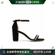 香港直邮stuartweitzman女士凉鞋，黑色一字带高跟百搭舒适简约
