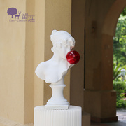 红色泡泡女孩雕像头像，北欧玄关客厅大摆件，装饰品家居艺术抽象雕塑