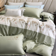 优雅淑女风床上四件套全棉纯棉田园绣花床单被套4件套床上用品1.5