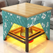 烤火桌可折叠桌家用多功能餐桌四方桌不锈钢桌子正方形小户型