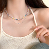 夏季多巴胺彩色串珠项链，女2024锁骨，链轻奢小众设计感颈链