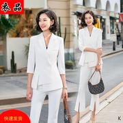 白色西装外套女设计感小众春夏2021气质，小西服高端职业套装夏