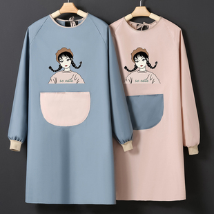 围裙女家用厨房2023防水防油长袖做饭围腰可爱日式罩衣工作服