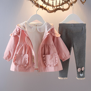 1-3岁女宝宝秋季套装2女童装韩版婴儿，衣服春秋季小女孩外套三件套