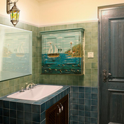 地中海家具壁柜吊柜美式仿古彩绘家具挂墙杂物柜浴室储物柜0083
