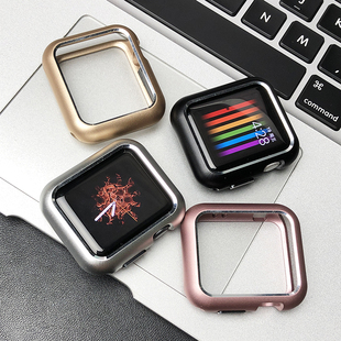 适用applewatch4金属磁吸力，苹果手表套iwatch23代全包边框保护壳