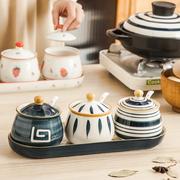 日式陶瓷调味罐调料盒厨房用品，调料罐盐罐，家用调味盒调料套装组合