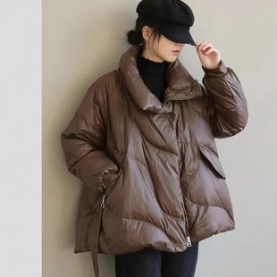 2099羽绒服女冬季网红韩版白鸭绒宽松加厚保暖斗篷型短外套