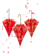大红雨伞结婚新娘伞出嫁创意高档蕾丝复古长柄两用婚庆伞女方用品