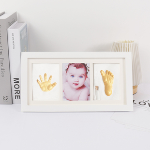 满月手脚印宝宝手足印胎毛纪念品，新生婴儿脚丫印周岁百天手印相框