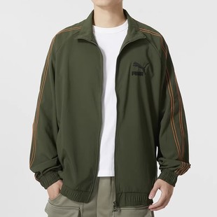puma彪马军绿色外套，男2023秋季薄款立领开衫运动夹克623023
