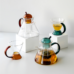 轻奢北欧风格茶具耐热玻璃蜡烛煮英式下午茶壶水果花茶壶杯子套装