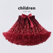 公主裙女童蓬蓬裙tutu短裙红色喜庆服装儿童毛衣开衫半身裙春夏款
