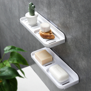 沥水肥皂盒壁挂香皂架家用塑料创意卫生间双层皂托免打孔肥皂架子