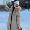 羽绒服女中长款冬季2022韩版加厚宽松大毛领，90白鸭绒(白鸭绒)外套
